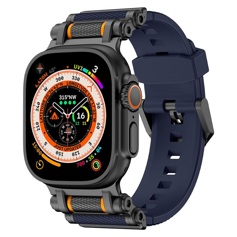 "Mechanical wheel" Silicone Strap With Titanium Connector For Apple Watch