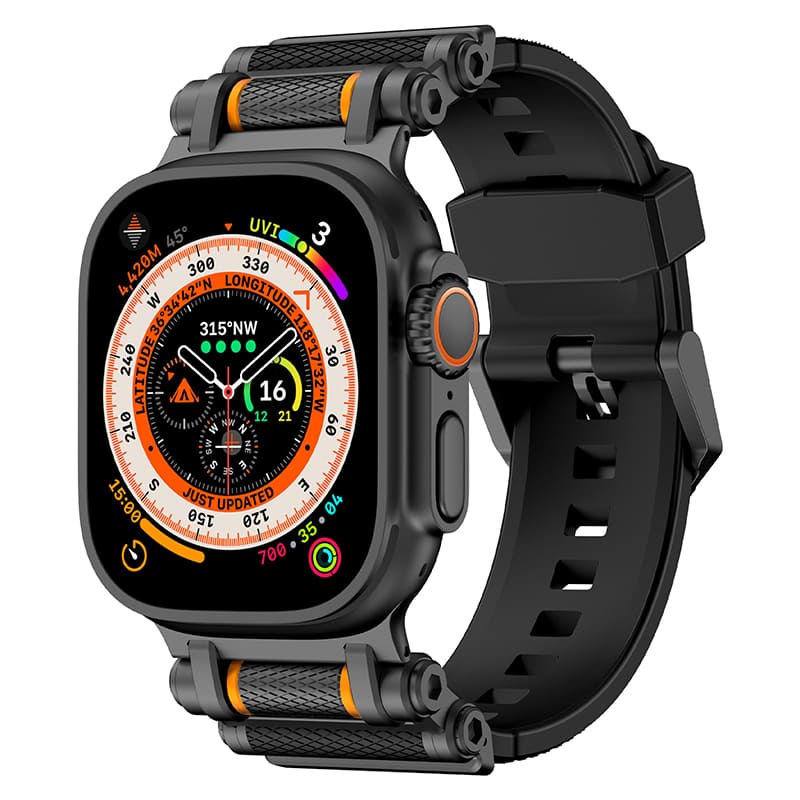 "Mechanical wheel" Silicone Strap With Titanium Connector For Apple Watch