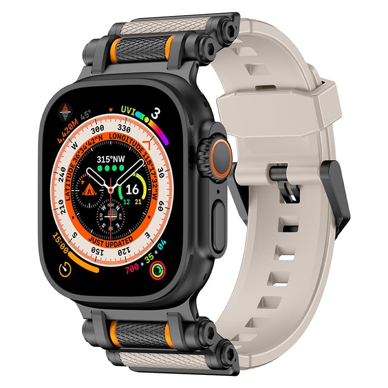 "Mechanical wheel" Silicone Strap With Titanium Connector For Apple Watch