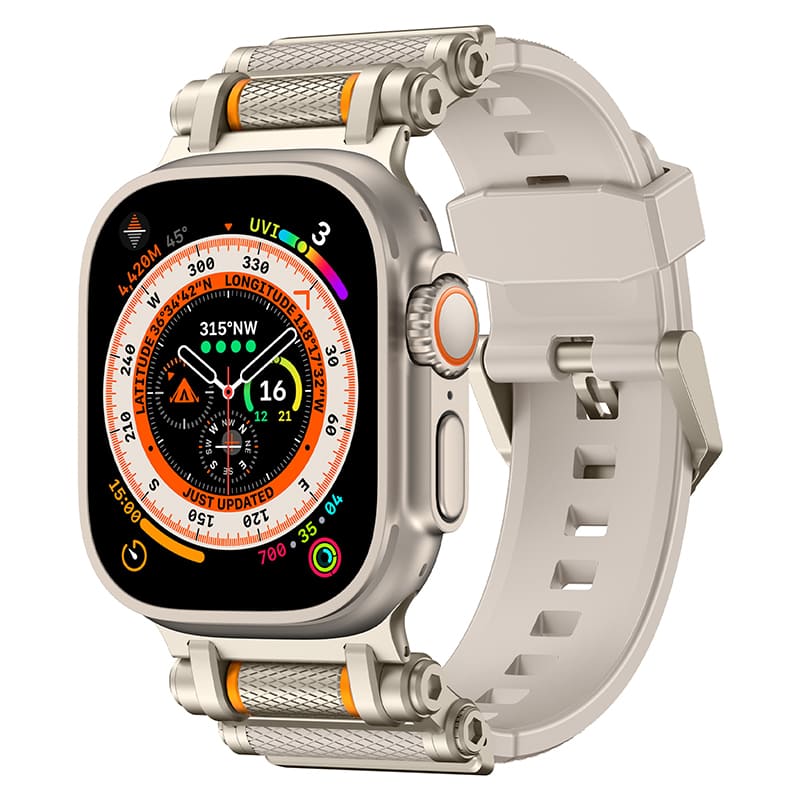 "Mechanical wheel" Silicone Strap With Titanium Connector For Apple Watch