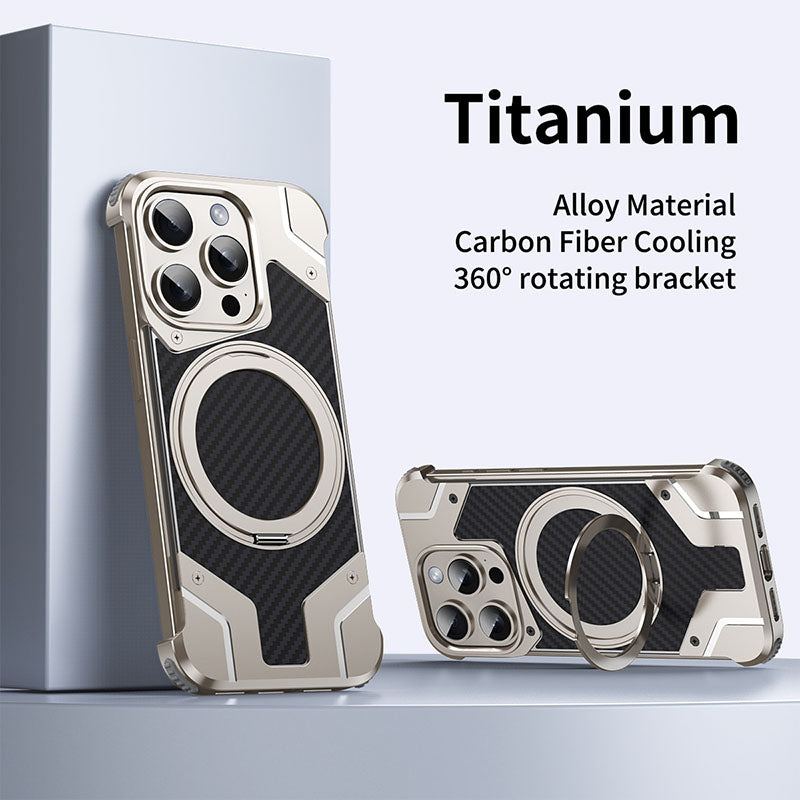 Metal Carbon Fiber Magnetic Bracket Phone Case For iPhone/Samsung