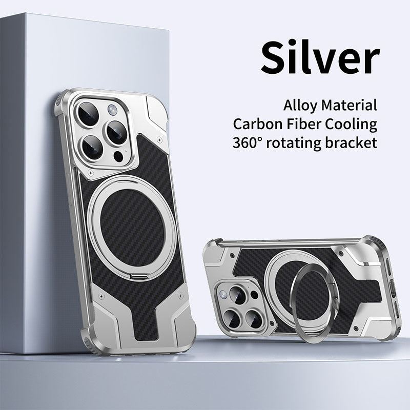 Metal Carbon Fiber Magnetic Bracket Phone Case For iPhone/Samsung