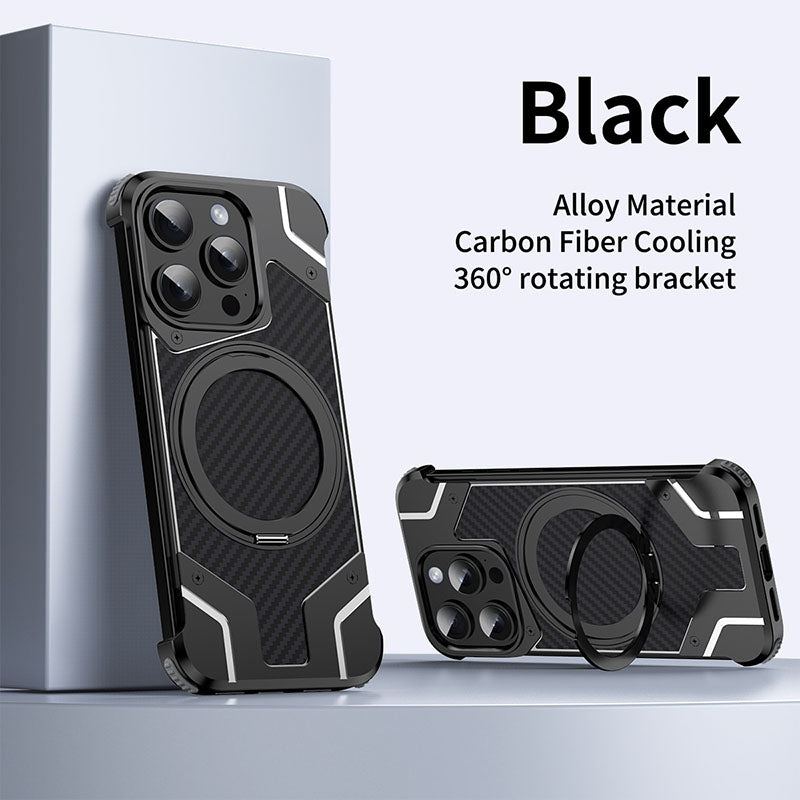 Metal Carbon Fiber Magnetic Bracket Phone Case For iPhone/Samsung