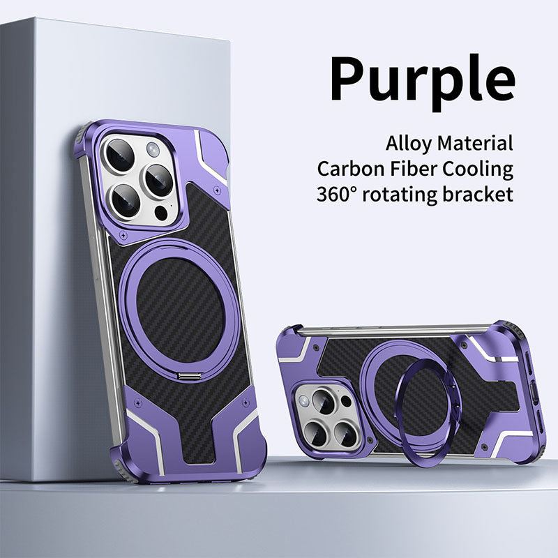 Metal Carbon Fiber Magnetic Bracket Phone Case For iPhone/Samsung