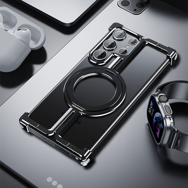 Metal Frameless Magnetic Stand Phone Case For Samsung