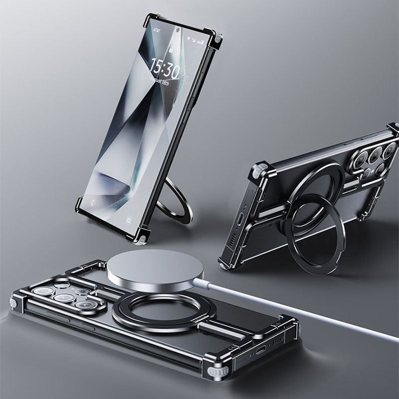 Metal Frameless Magnetic Stand Phone Case For Samsung
