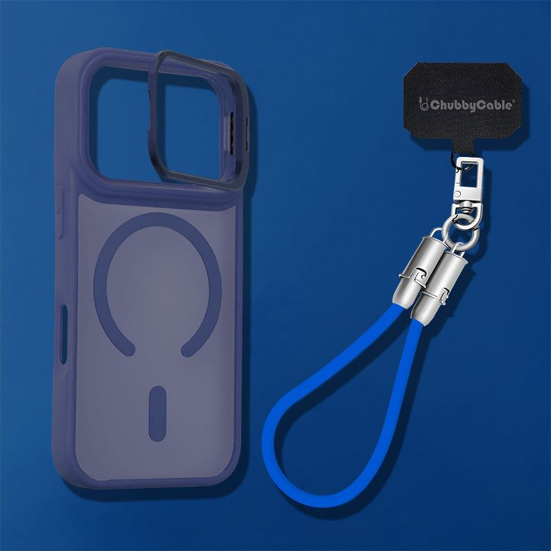 Metal Lens Bracket Phone Case For iPhone 17 & Chubbycable Crossbody Strap Cable Combo