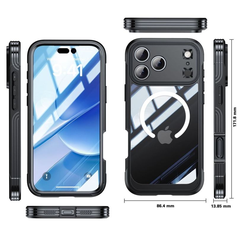 Military-Grade 360° Protective Magnetic Transparent Case For iPhone 17