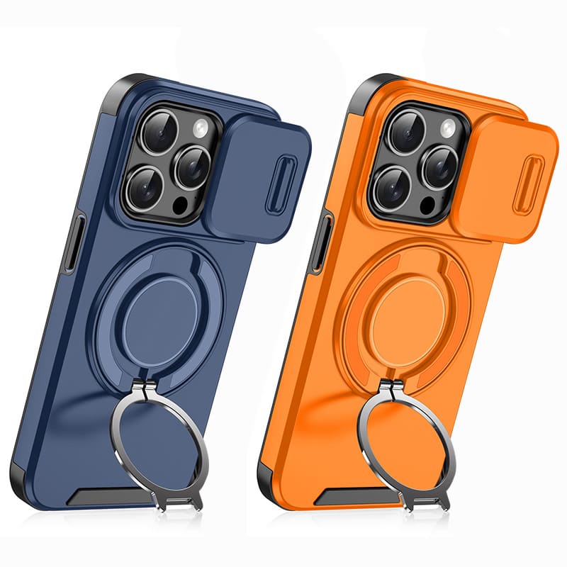 Military-Grade Shockproof Magnetic Case with Camera Slide & 360° Kickstand Ring Multi-Pack