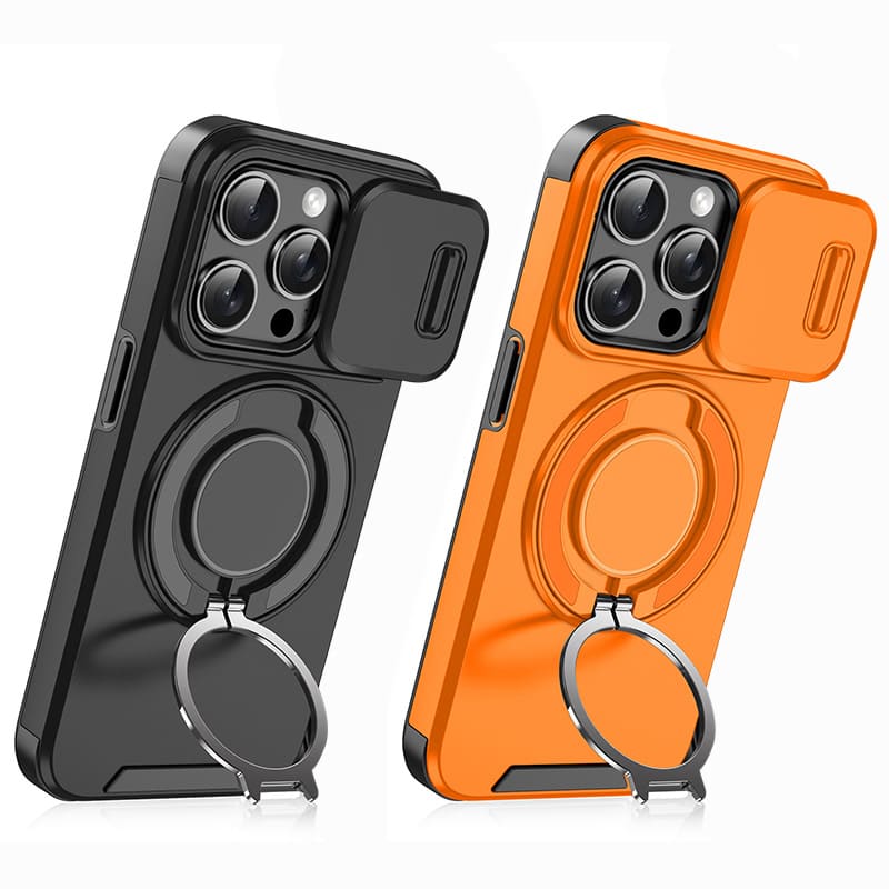 Military-Grade Shockproof Magnetic Case with Camera Slide & 360° Kickstand Ring Multi-Pack