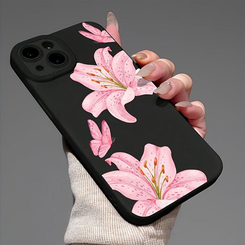 Pink Lily Clear Case for iPhone – Slim, Drop-Proof & Anti-Yellowing Floral Cover