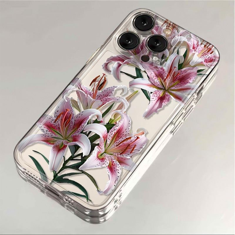 Pink Lily Clear Case for iPhone – Slim, Drop-Proof & Anti-Yellowing Floral Cover