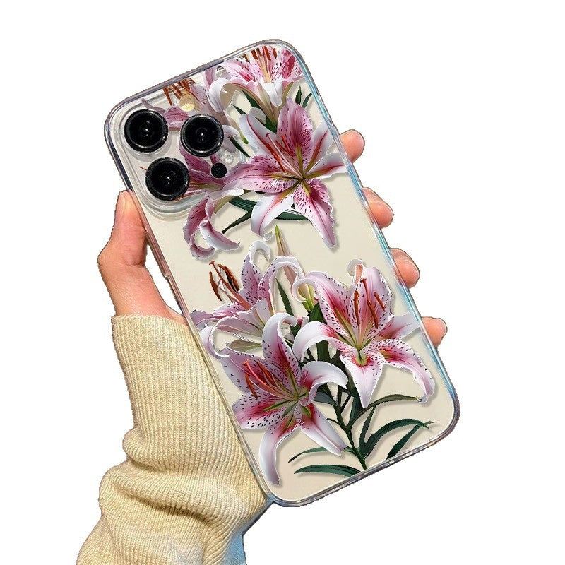 Pink Lily Clear Case for iPhone – Slim, Drop-Proof & Anti-Yellowing Floral Cover