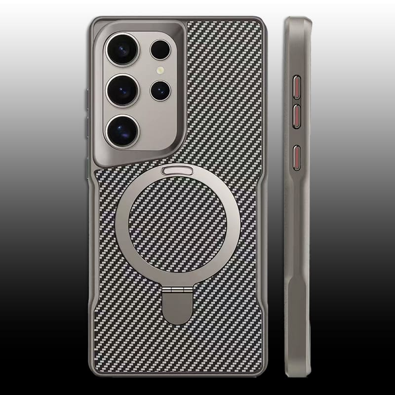 Premium MagSafe Kickstand Case with Carbon Fiber Texture