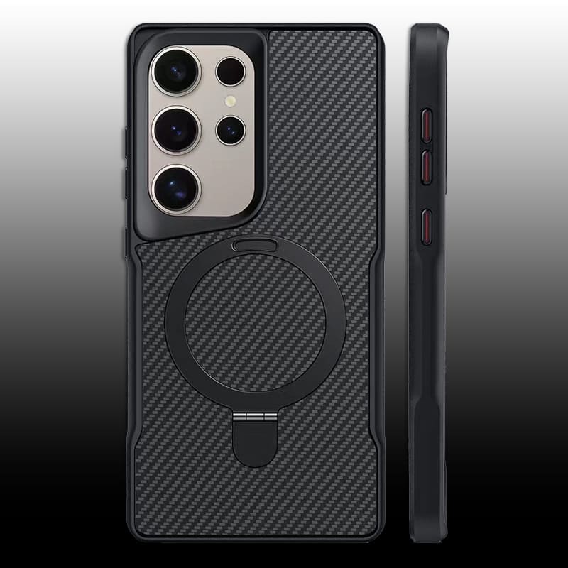 Premium MagSafe Kickstand Case with Carbon Fiber Texture