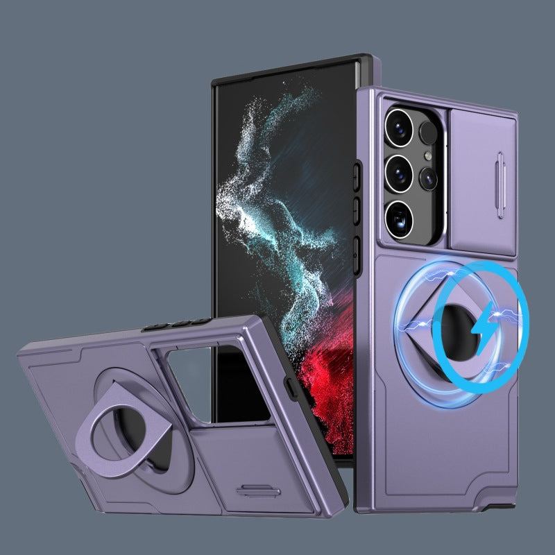 Samsung Sliding Window Magnetic Ring Buckle Anti-Fall Mobile Phone Case Suitable For S Series