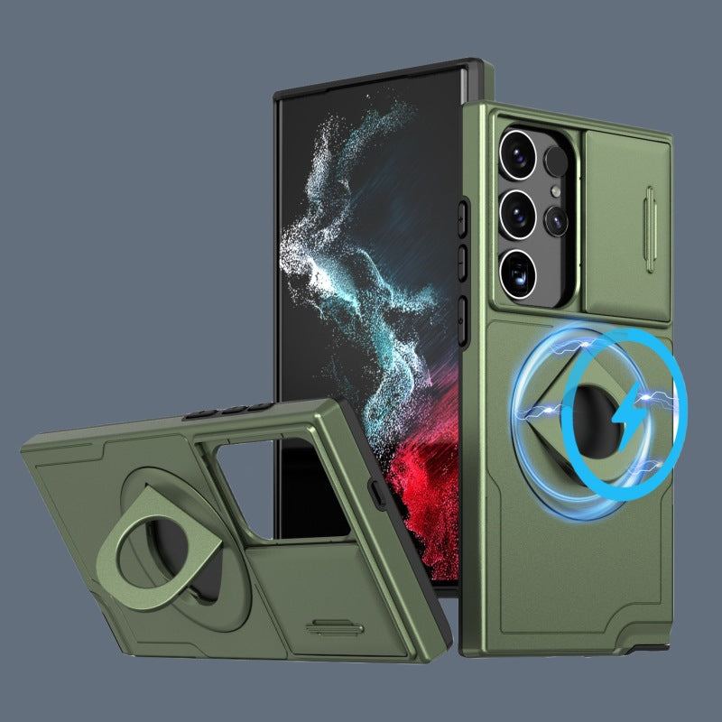 Samsung Sliding Window Magnetic Ring Buckle Anti-Fall Mobile Phone Case Suitable For S Series