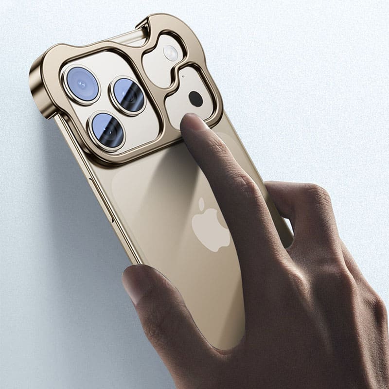Shaped Metal Bezel Backless Phone Case with Lens Film For iPhone 17