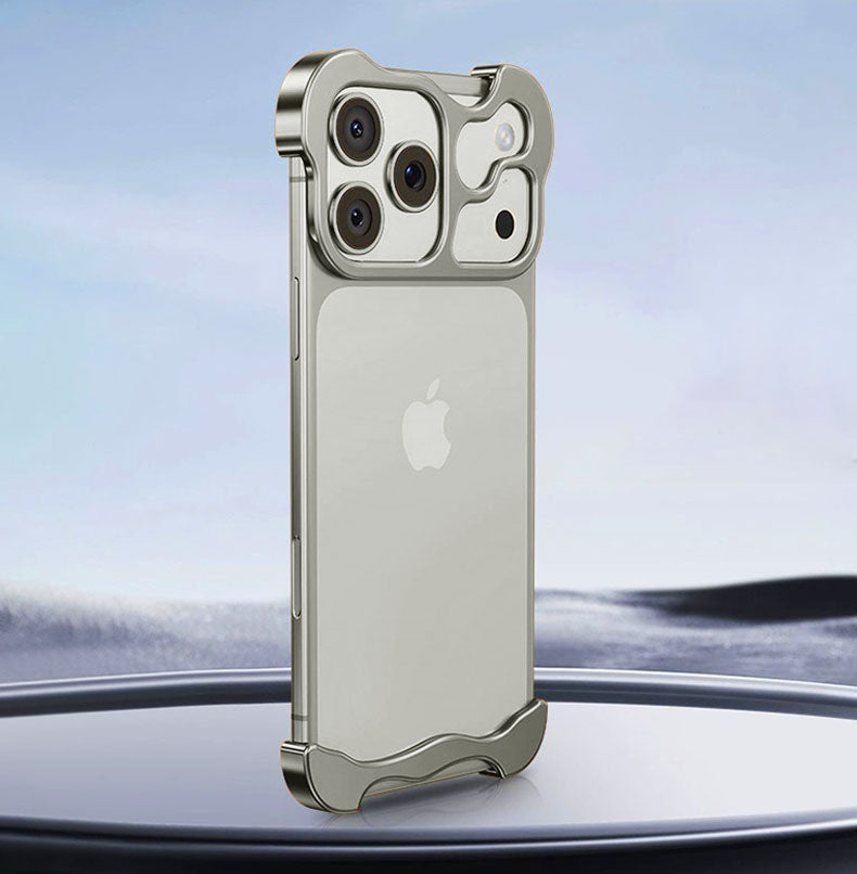 Shaped Metal Bezel Backless Phone Case with Lens Film For iPhone 17