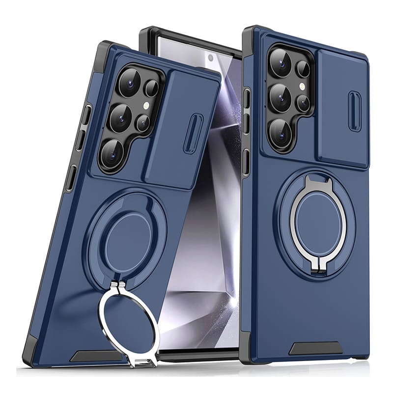 Shockproof Magnetic Samsung Case with Camera Cover & Kickstand