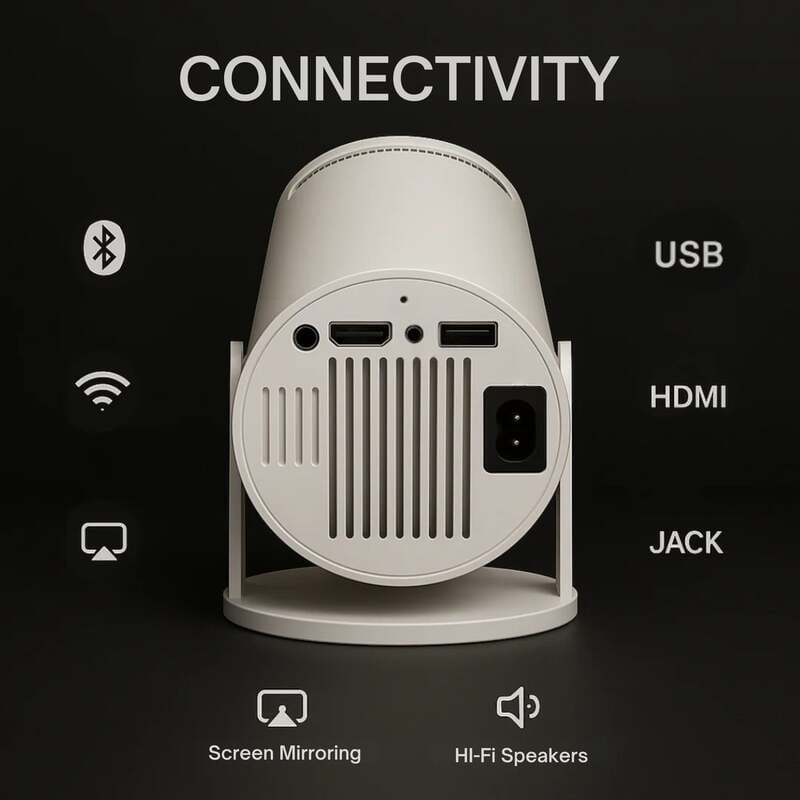 Smart 4K Ultra HD WiFi Projector – Auto Focus & 180° Projection