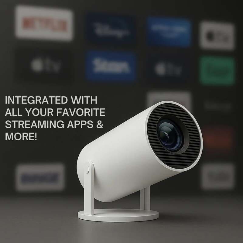 Smart 4K Ultra HD WiFi Projector – Auto Focus & 180° Projection