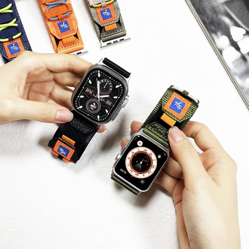 Sports Color Blocking Nylon Woven Band for Apple Watch & Galaxy Watch Ultra