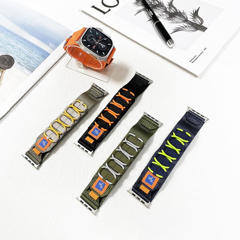 Sports Color Blocking Nylon Woven Band for Apple Watch & Galaxy Watch Ultra