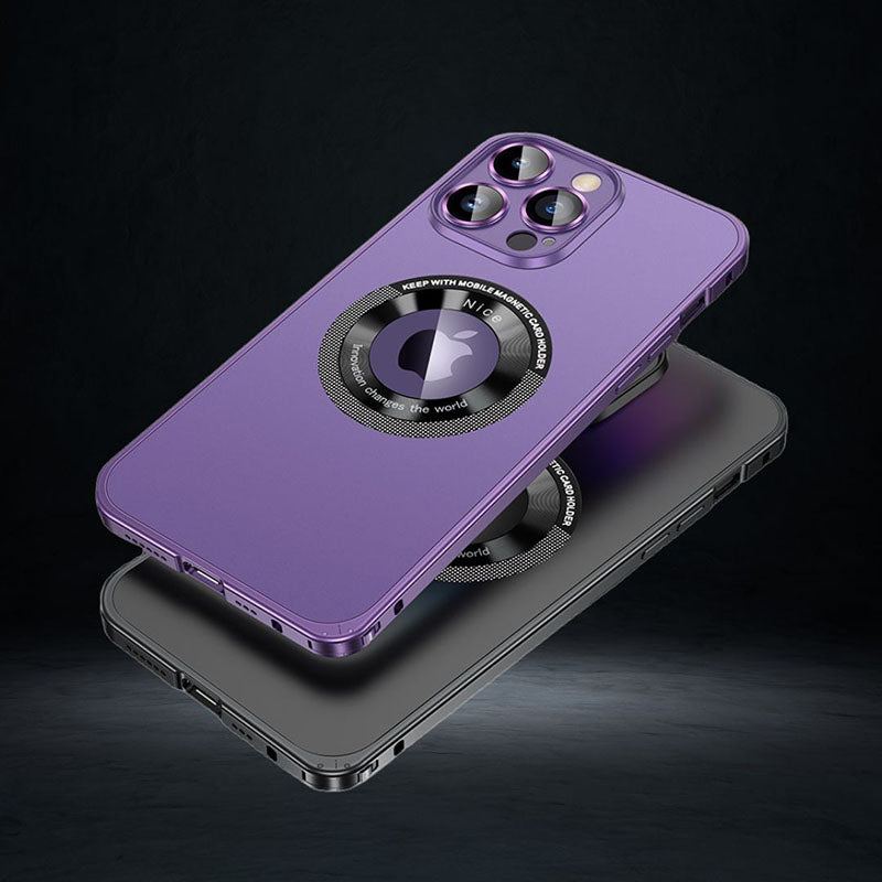 Spring Buckle Metal Frame Magnetic Frosted Protective Case Designed For iPhone
