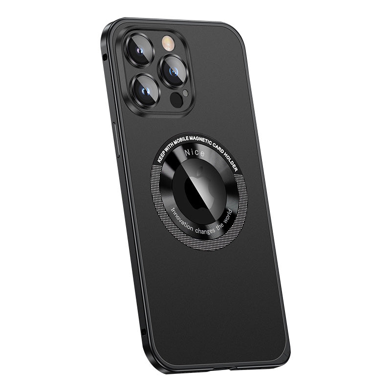 Spring Buckle Metal Frame Magnetic Frosted Protective Case Designed For iPhone