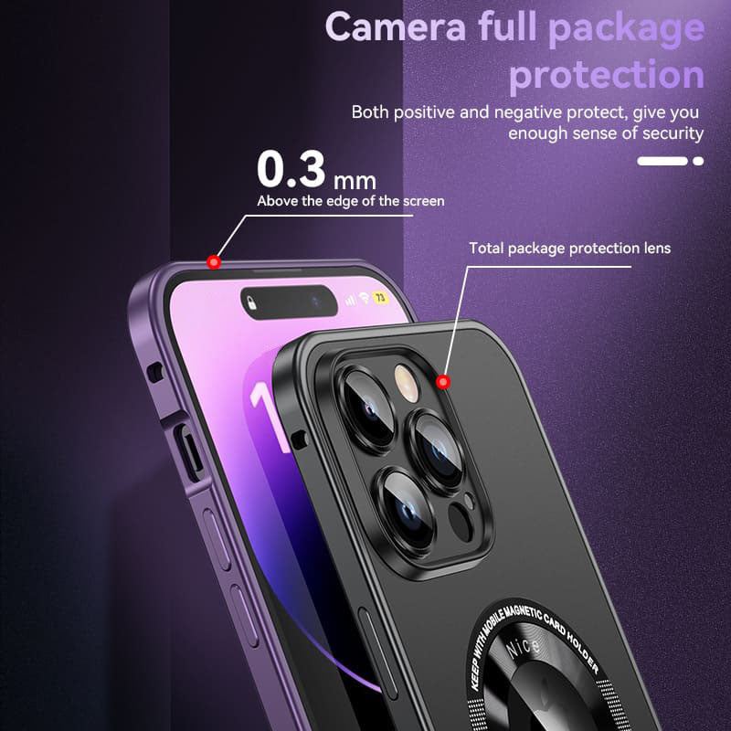 Spring Buckle Metal Frame Magnetic Frosted Protective Case Designed For iPhone