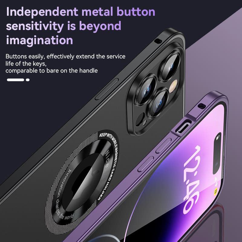 Spring Buckle Metal Frame Magnetic Frosted Protective Case Designed For iPhone