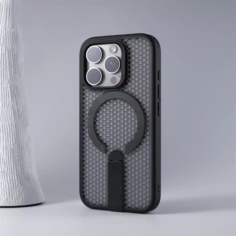 Summer Honeycomb Cooling Magnetic Bracket Phone Case For iPhone