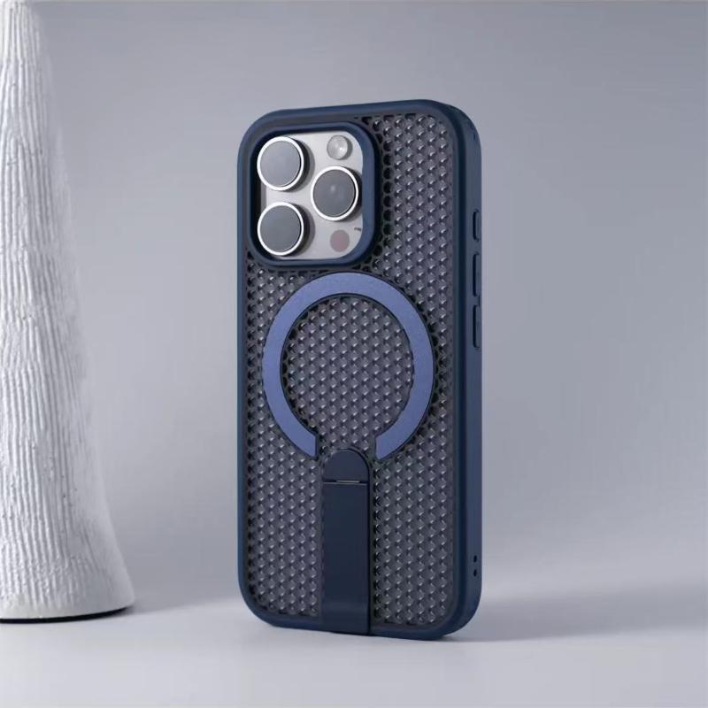 Summer Honeycomb Cooling Magnetic Bracket Phone Case For iPhone