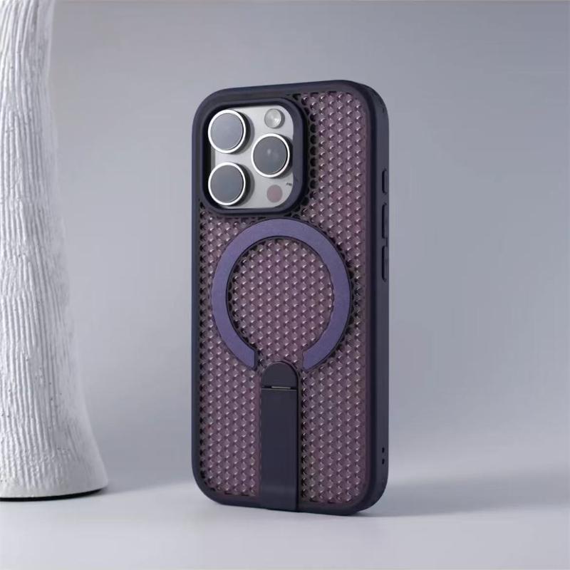 Summer Honeycomb Cooling Magnetic Bracket Phone Case For iPhone
