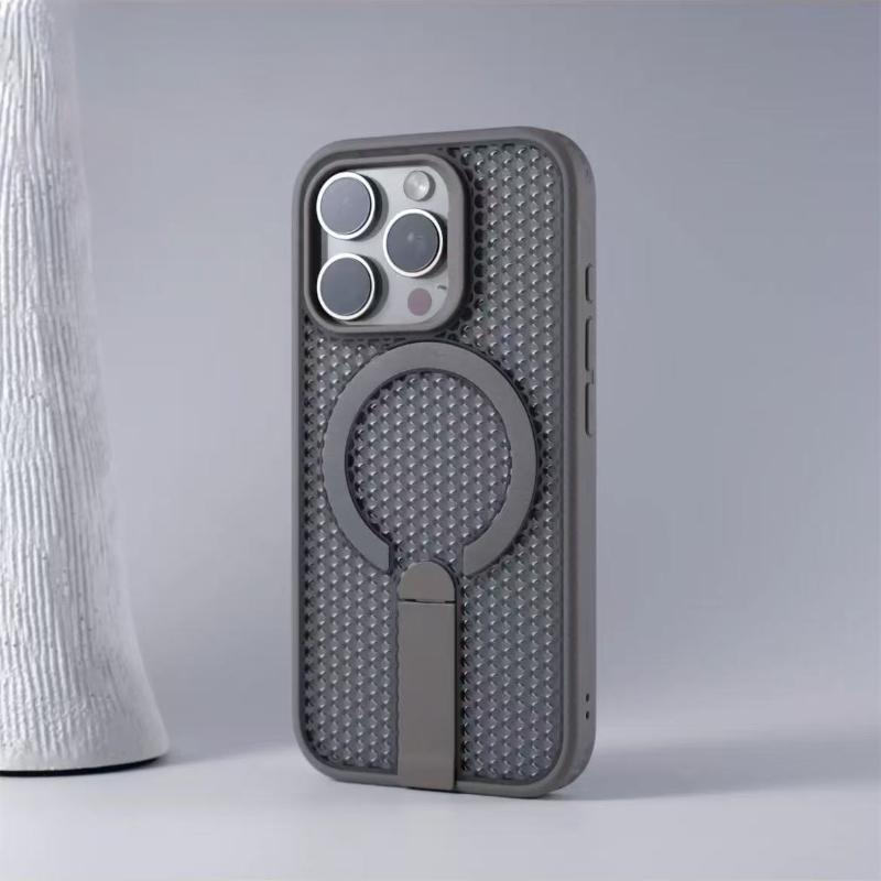 Summer Honeycomb Cooling Magnetic Bracket Phone Case For iPhone