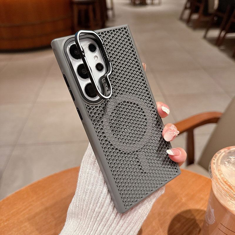 Summer Honeycomb Heat Dissipation Magnetic Skin Feeling Phone Case For Samsung