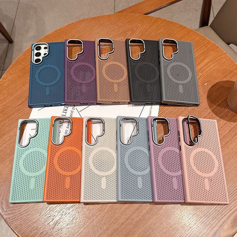 Summer Honeycomb Heat Dissipation Magnetic Skin Feeling Phone Case For Samsung