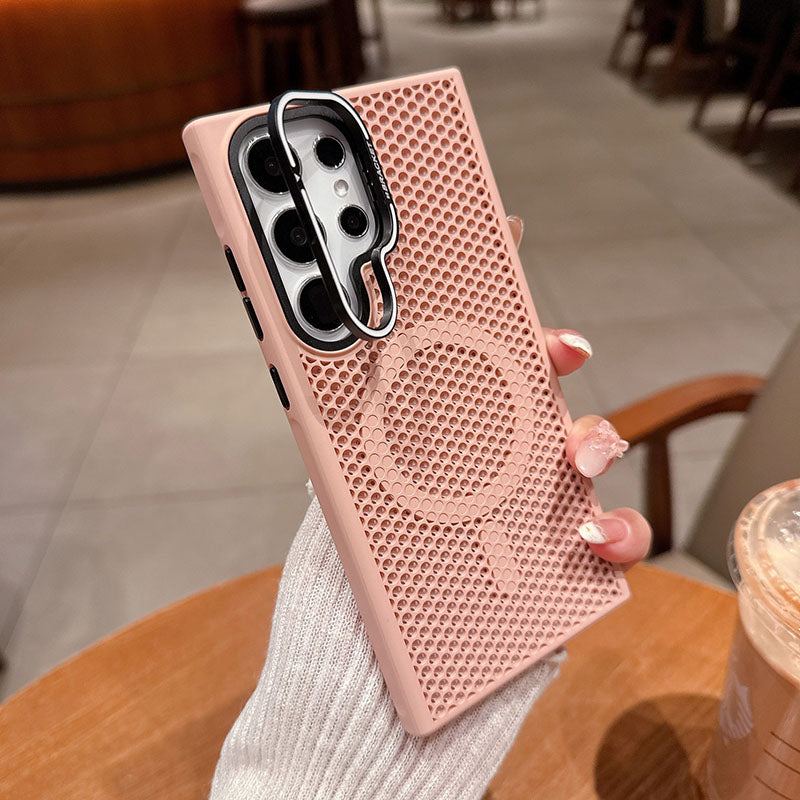 Summer Honeycomb Heat Dissipation Magnetic Skin Feeling Phone Case For Samsung