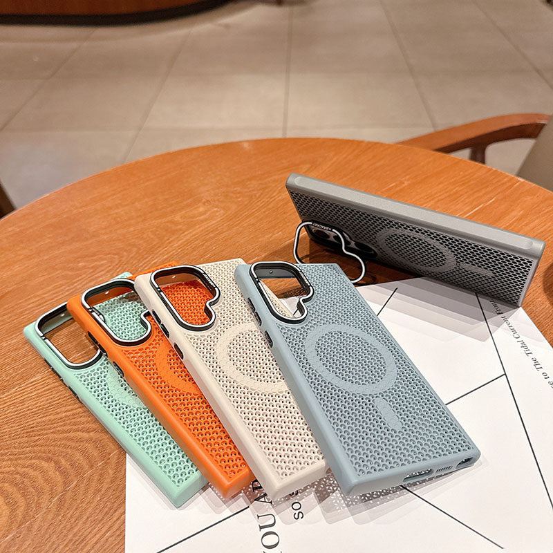 Summer Honeycomb Heat Dissipation Magnetic Skin Feeling Phone Case For Samsung