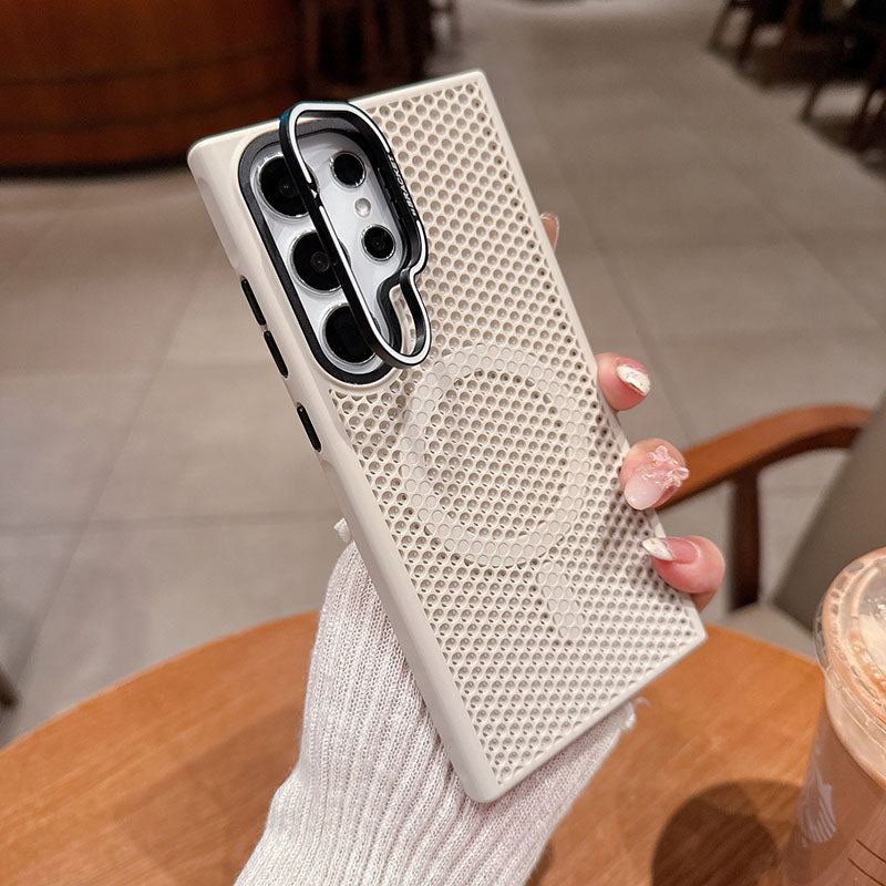 Summer Honeycomb Heat Dissipation Magnetic Skin Feeling Phone Case For Samsung