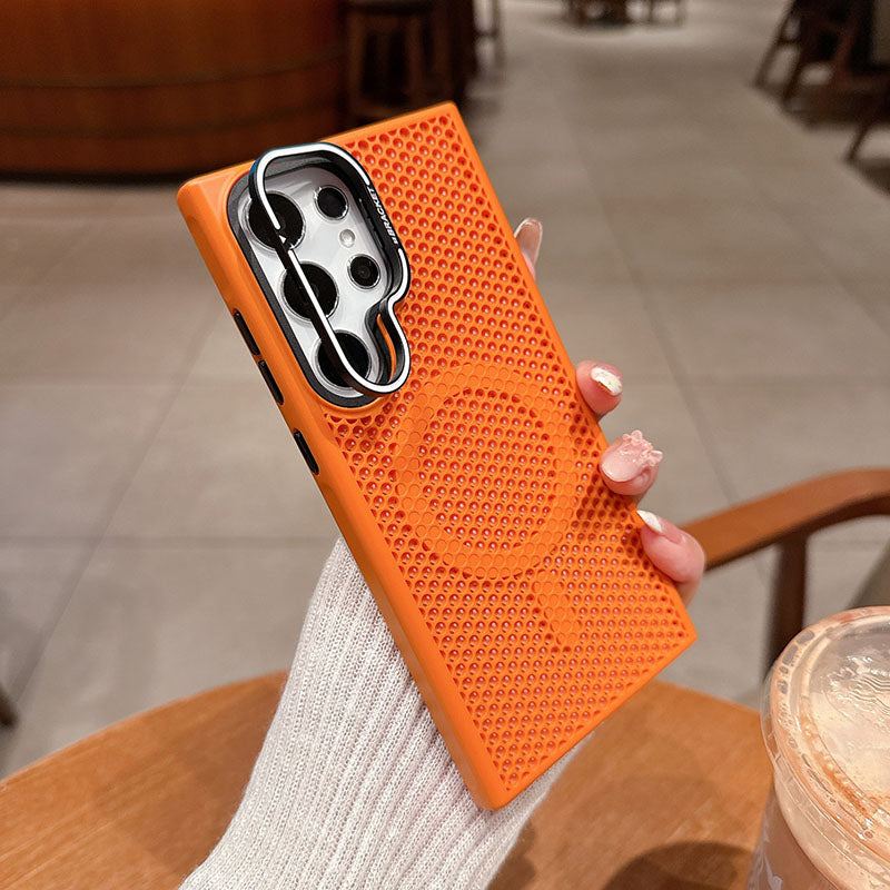 Summer Honeycomb Heat Dissipation Magnetic Skin Feeling Phone Case For Samsung