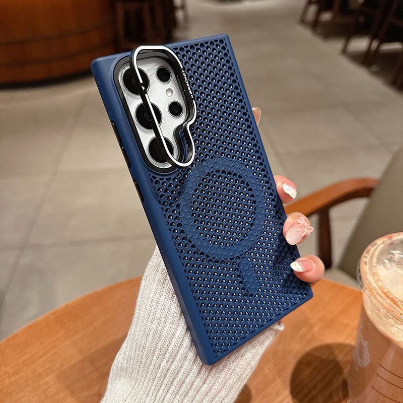 Summer Honeycomb Heat Dissipation Magnetic Skin Feeling Phone Case For Samsung