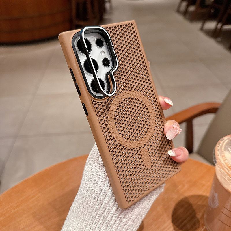 Summer Honeycomb Heat Dissipation Magnetic Skin Feeling Phone Case For Samsung