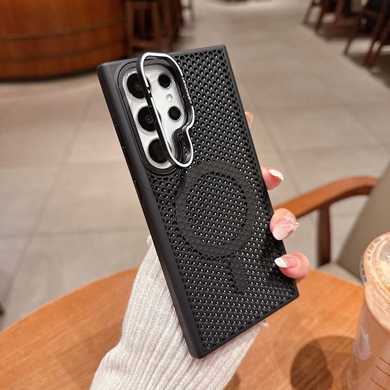 Summer Honeycomb Heat Dissipation Magnetic Skin Feeling Phone Case For Samsung