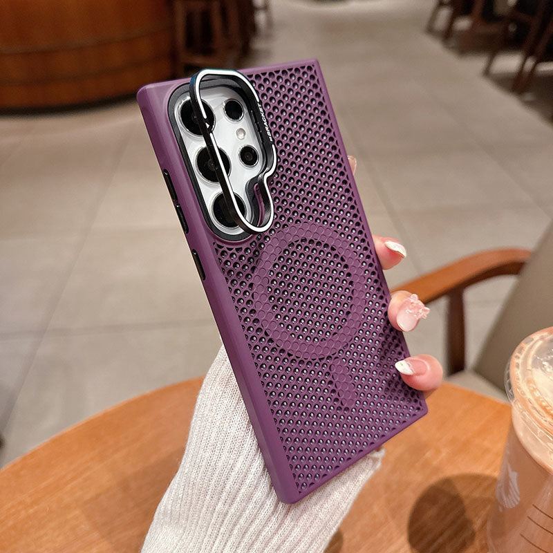 Summer Honeycomb Heat Dissipation Magnetic Skin Feeling Phone Case For Samsung