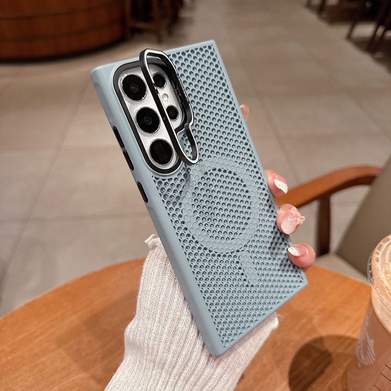 Summer Honeycomb Heat Dissipation Magnetic Skin Feeling Phone Case For Samsung