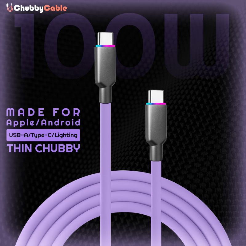 "Thin Chubby" 100W Smart Light Charging Cable With Mirrored & Frosted Connector