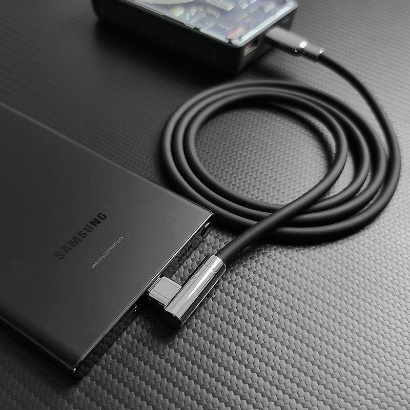 "Thin Chubby" 240W Charging Cable - 90° Elbow Design & Mirrored Connector