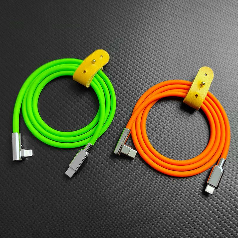 "Thin Chubby" 240W Charging Cable - 90° Elbow Design & Mirrored Connector